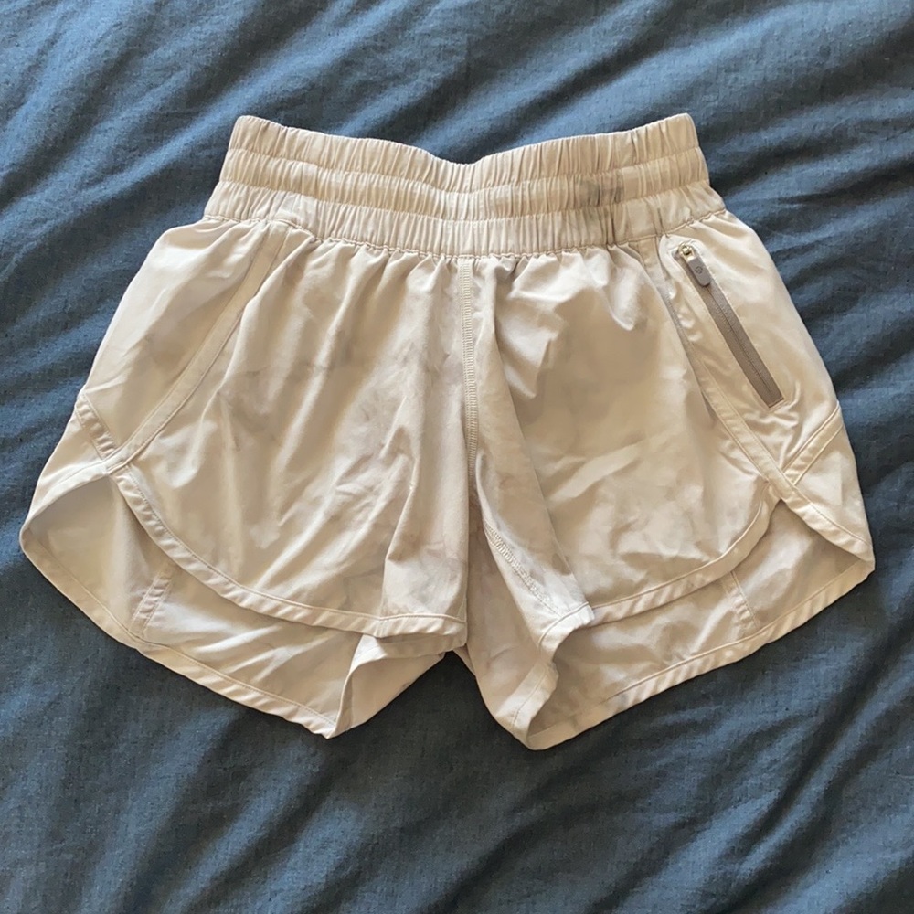 lululemon athletica Silver and White Athletic Shorts